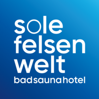 Sole Felsen Welt bad sauna hotel logo blau weiss